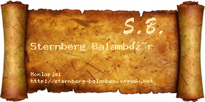 Sternberg Balambér névjegykártya